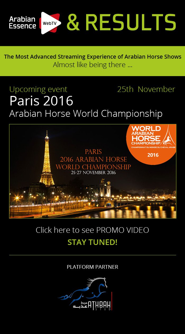 Championnat du Monde du Cheval Arabe de Show. Paris, 25-27 novembre 2016.