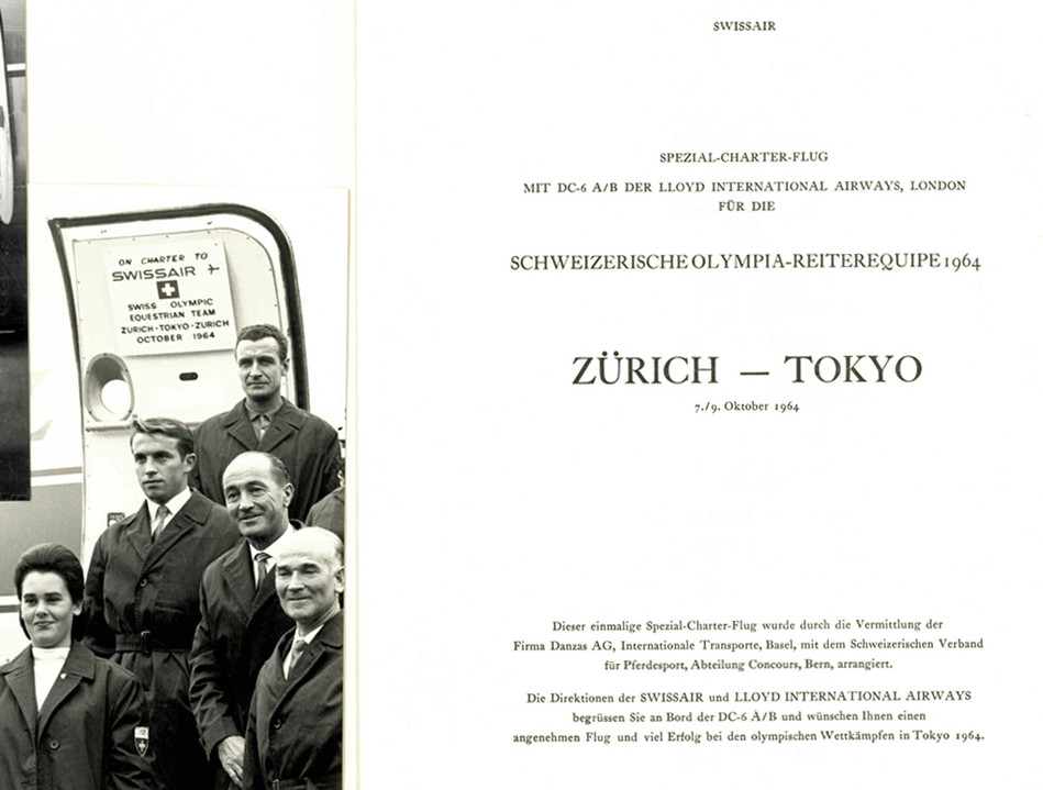 Carte d'embarquement dun vol charter spcial avec Swissair pour les Jeux olympiques de Tokyo 1964