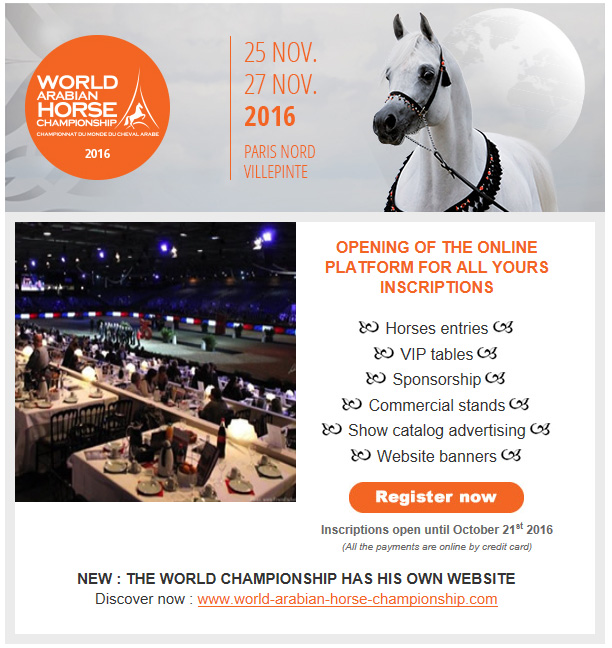 World Arabian Horse Championship. Paris, 25th to 27th November 2016